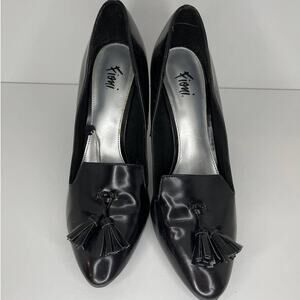 Fioni Shiny Black Tassel High Heel Pumps Size 8